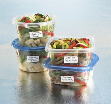 Food in labeled plastic containers