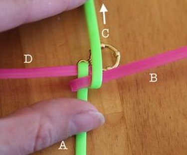 Making bracelets with deals plastic string