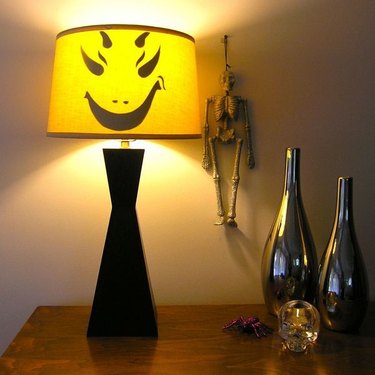 An example of a finished spooky lampshade