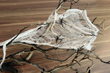... Cheesecloth cobweb spread out on dead branches