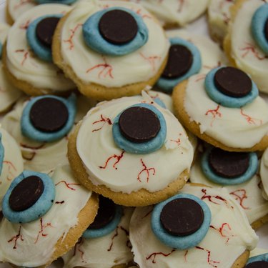 Sugar cookies topped with candy eyeballs