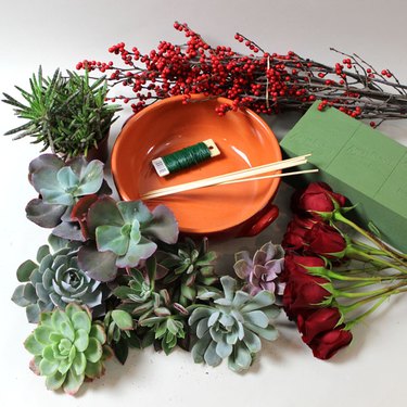 ...The materials you need to create a DIY succulent centerpiece masterpiece.