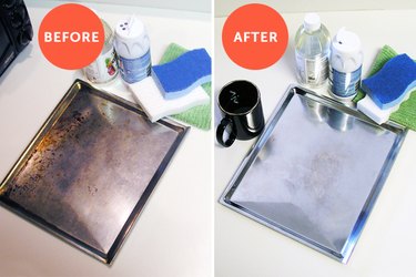 Before and After Bakeware Pans with Stains