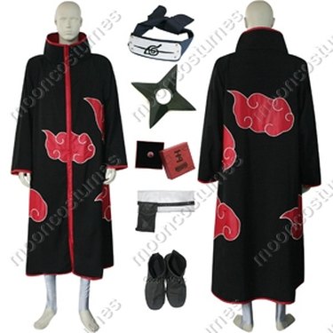 Naruto Uchiha Itachi Cosplay Costume Whole Set Akatsuki Cloak