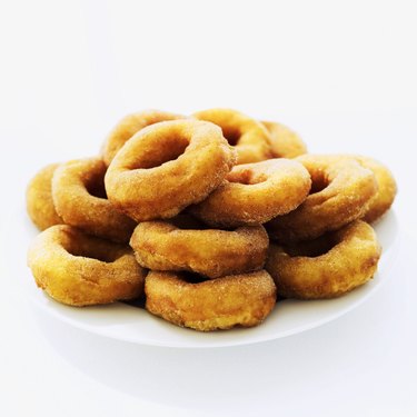 close-up of doughnuts on a plate