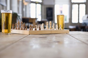 Chessboard and beer