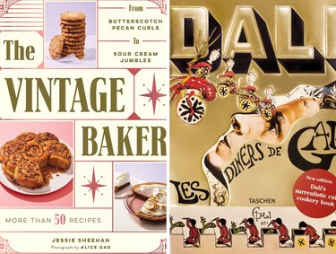 Side-by-side collage of two vintage cookbook covers
