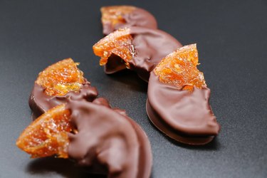 Candied orange slices dipped in chocolate