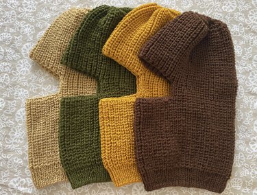 Four knitted wool hats