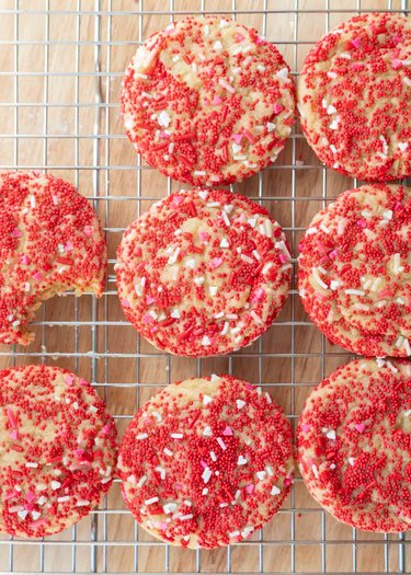 Finished Valentine's sprinkle sugar cookies