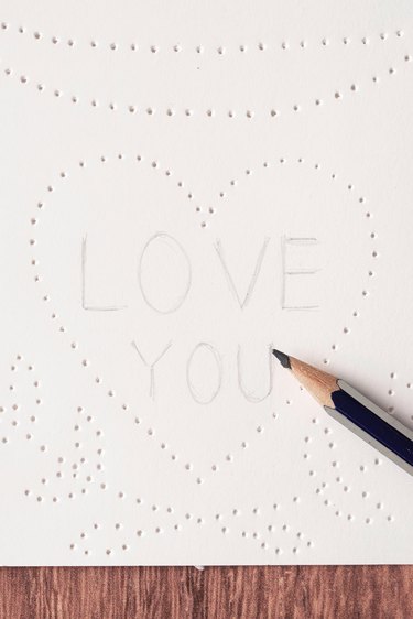 Adding words to pin-prick Valentine's Day card