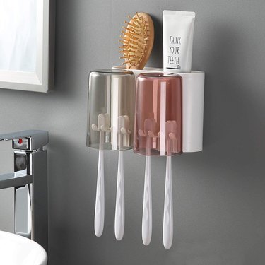 Wall mounted toothbrush holder