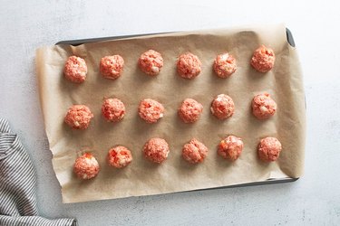 Meatballs on a baking sheet