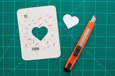 Cut-out heart from top layer of punny Pop-Tart Valentine's Day card
