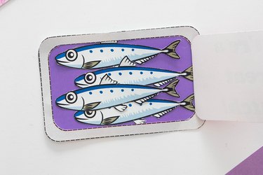 Add paper sardines to your printable punny Valentine's Day card