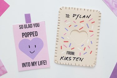 Adding details to punny Pop Tart Valentine's Day card