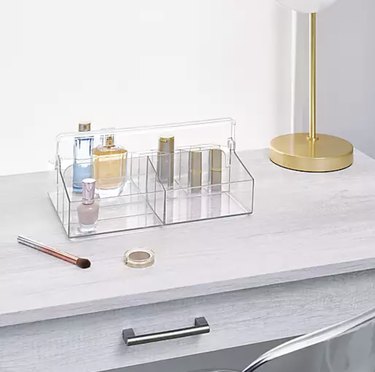 clear makeup organizer with handle