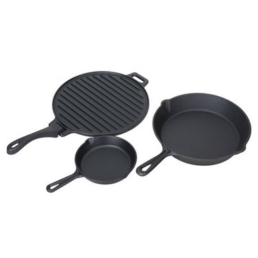 An Ozark Trail 4-Piece Cast Iron Skillet Set