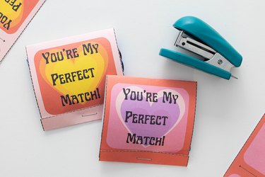 Staple the matchbook Valentine's Day cards