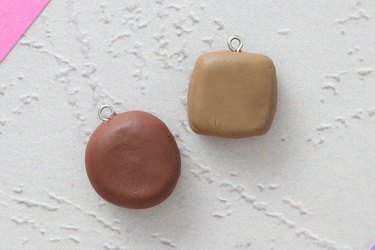 Brown polymer clay shaped into chocolate charms