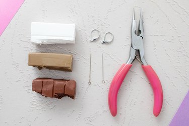 Supplies for DIY polymer clay chocolate earrings