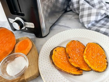 cooked sweet potatoes cooked in a toaster