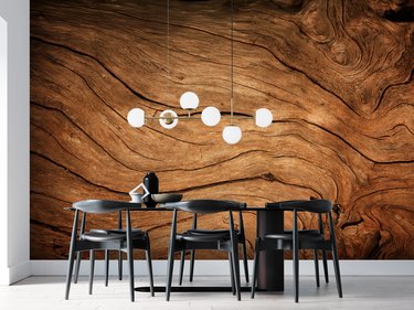 Wood image wallpaper in front of black table