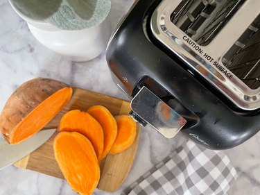 sliced raw sweet potatoes