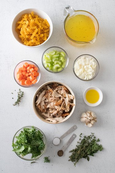 Ingredients for chicken noodle soup