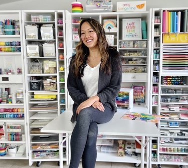 The artist in her studio