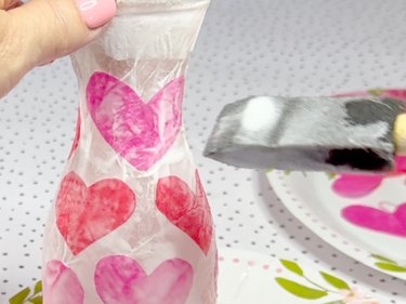cover jar with tissue paper hearts
