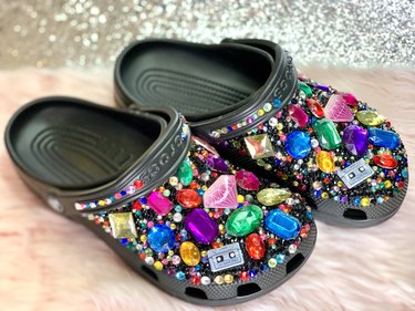 Bejeweled Crocs facing to the side