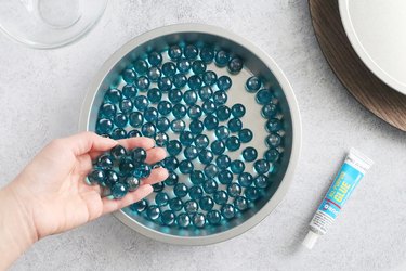Marbles in a round cake pan