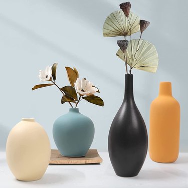 Four vases in different colors