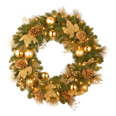 Faux Lighted Pinecone Wreath