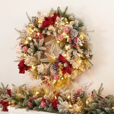 Faux Lighted Mixed Assortment Rattan Wreath
