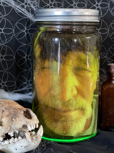 finished head in a jar