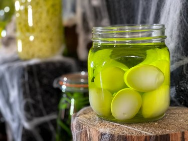 add hard-boiled eggs to specimen jars