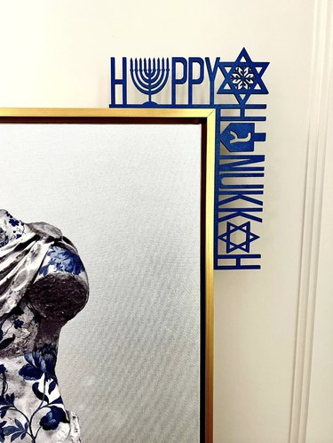 Happy Hanukkah wooden corner decor