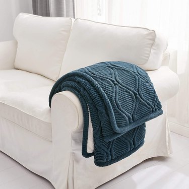 Premium 100% Marino Wool Woven Super Soft Warm & Cozy Reversible Sofa Throw Blanket Decorative 56x80 Inches Shawl Throw Blanket