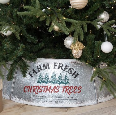 "Farm Fresh Christmas Trees" metal tree collar