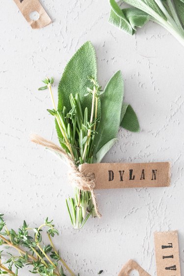 Herb bouquet with name tag