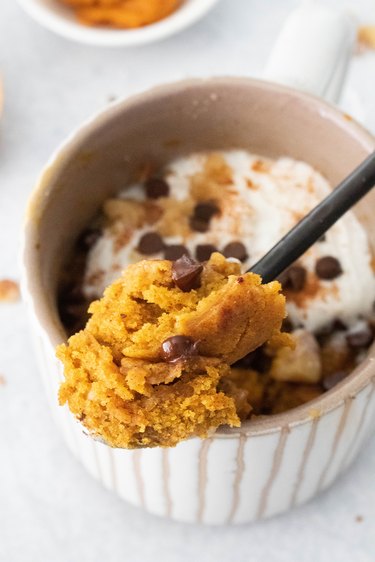 Pumpkin cake in a mug