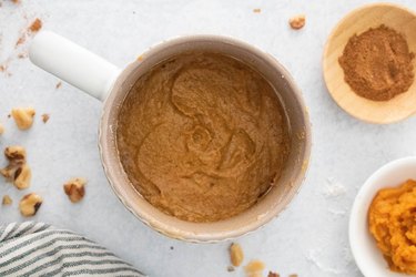 Pumpkin cake butter in a mug