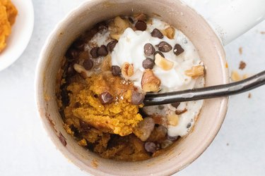 Pumpkin cake in a mug