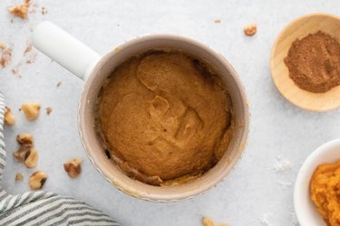 Pumpkin cake in a mug