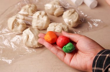 Orange, red and green doughs.