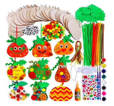 Fall Pumpkin & Gourd Assorted Ornament Decorating Kit for Kids – 36 Sets