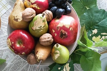 Golden fruit holiday table