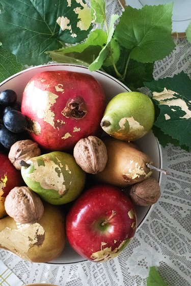 Golden fruit holiday table